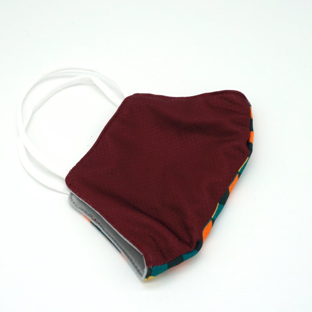 Giyu Maroon reusable Facemask Geometric Pattern - Picture 7 of 7